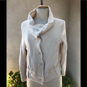 Free People beige cotton knit sweater cardigan L